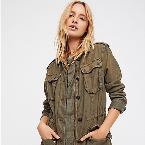 Free People Xs Army Green Cargo Jacket 